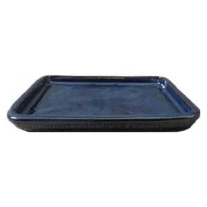 Blue Glazed Rectangle Ceramic Bonsai Drip Tray 26cm