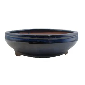 Blue Glazed Round Ceramic Pot 19cm