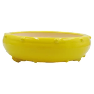 Bright Yellow Fine Glazed Round Ceramic Pot 20cm