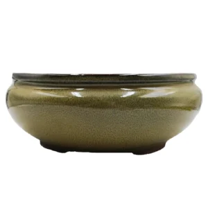 Khaki Round Ceramic Pot 18cm