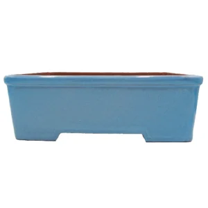 Light Blue Rectangle Ceramic Pot With Figure 29cm