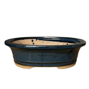 Blue Oval Ceramic Pot - 21cm