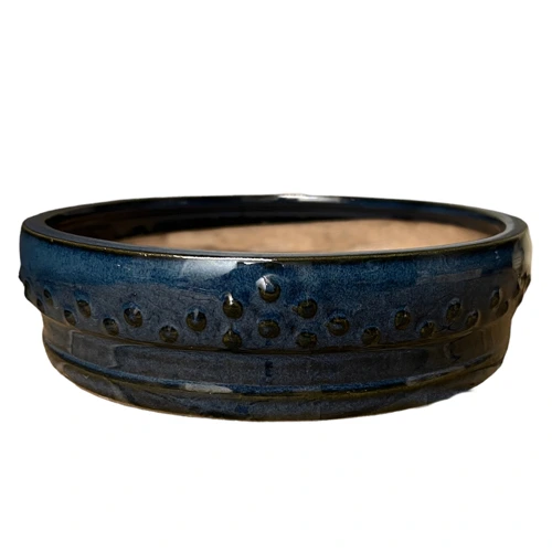 Blue Round Ceramic Pot 21cm