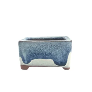 White Base With Blue drips Square Ceramic Pot 8cm