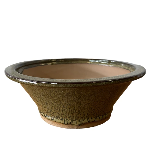 Khaki Round Ceramic Pot 21cm