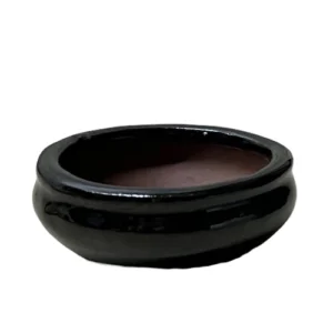 Black Oval Ceramic Bonsai Pot - 3cm