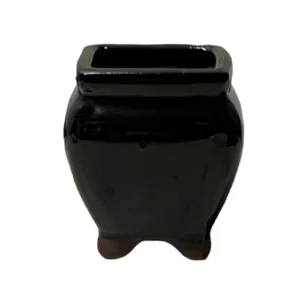 Black Tall Wide Ceramic Bonsai Pot - 6cm