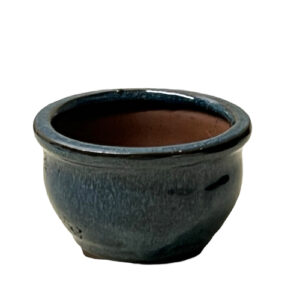 Blue Oval Ceramic Deep Bonsai Pot - 4cm
