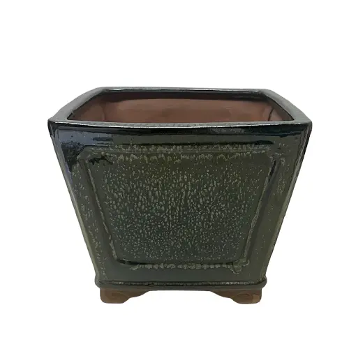 Cascading Dark Green Ceramic Pot 19cm