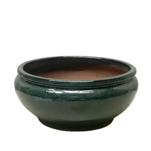 Dark Green Oval Ceramic Pot - 27cm