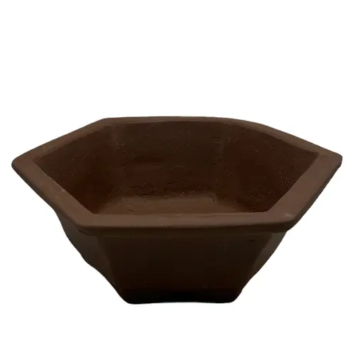 Unglazed Hexagon Ceramic Bonsai Pot 18cm