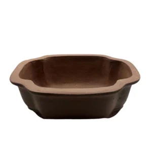 Brown Unglazed Flower Shape Ceramic Bonsai Pot 22cm
