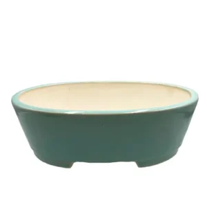 Fine Glazed Baby Blue Oval Ceramic Pot 24cm