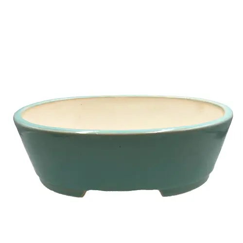 Baby Blue Minimalist Oval Bonsai Pot 24cm