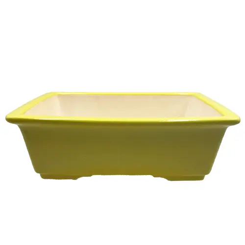 Fine Glazed Bright Yellow Rectangle Ceramic Pot 23cm