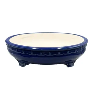Fine Glazed Dark Blue Round Ceramic Pot 36cm