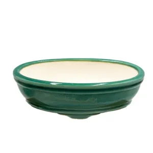 Fine Glazed Green Crackled Oval Ceramic Pot 16cm