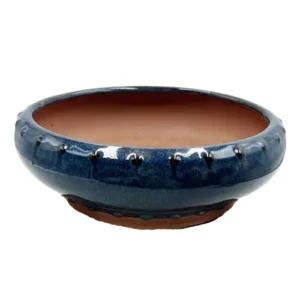 Metallic Blue Round Pot 16cm