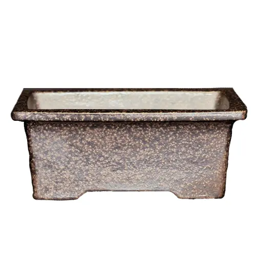 Stone Brown Speckled Rectangle Bonsai Pot 14cm