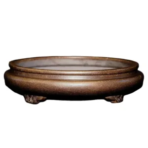 Round Dark Brown Oval Pot 30cm