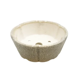 Fine Glazed Round Cream Crackled Pot 11cm