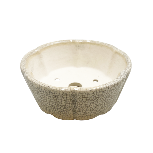 Fine Glazed Round Cream Crackled Pot 11cm