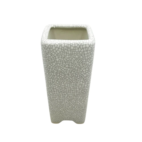 Fine Glazed White Crackled Pot 6cm