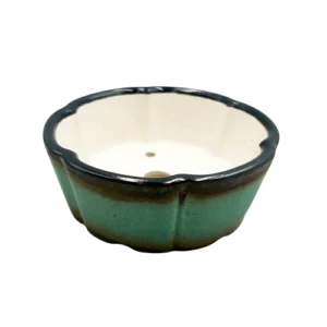 Fine Glazed Round Brown & Blue Pot 11cm