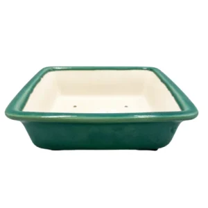 Fine Glazed square Green Pot 21cm