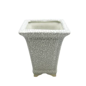 Fine Glazed Tall White Crackled Pot 8cm