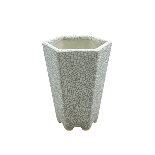 Fine Glazed White Crackled Pot 7cm