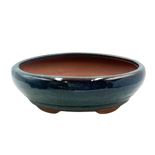 Handmade Oval Blue Pot 18cm