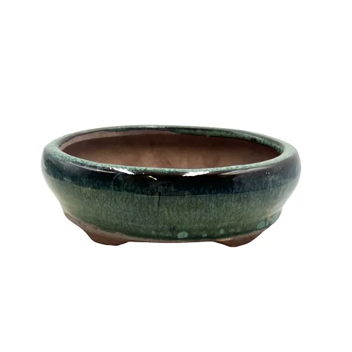 Handmade Oval Mixed Colour Pot 13cm