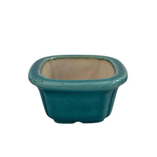 Fine Glazed Turquoise Square Ceramic Pot 4cm
