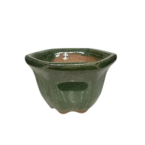 Green Hexagon Ceramic Pot 7cm