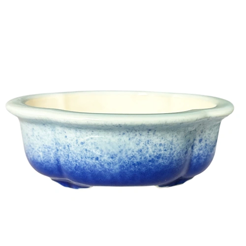 Two-Tone Blue Oval Fine Glazed Bonsai Pot 14cm
