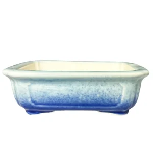 2 Shades Of Blue Rectangle Fine Glazed Pot 14cm