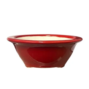 Bright Red Round Fine Glaze Pot 13cm