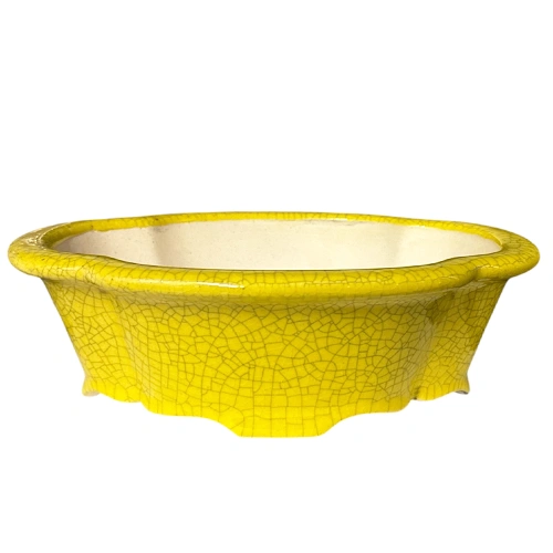 Bright Yellow Oval Fine Glaze Pot 25cm