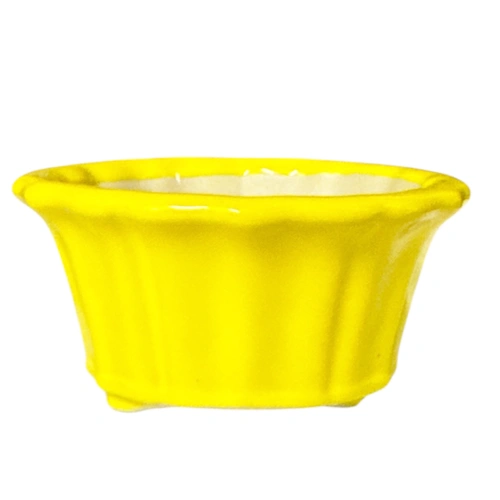 Bright Yellow Round Fine Glazed Pot 9cm