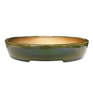 Green Glossy Oval Fine Glazed Pot 18cm