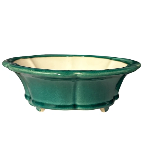 Green Lotus Fine Glazed Bonsai Pot 21cm