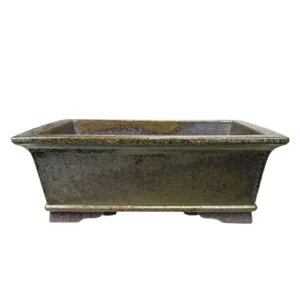 Handmade Metallic Green & Black Rectangle Pot 34cm
