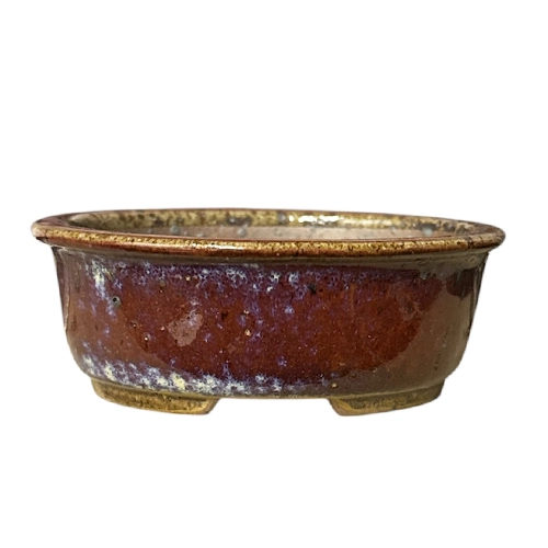Red Oval Fine Glazed Pot 11cm