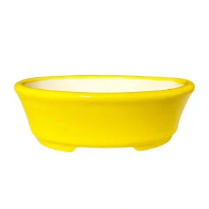 Small Yellow Oval Fine Glaze Pot 11cm