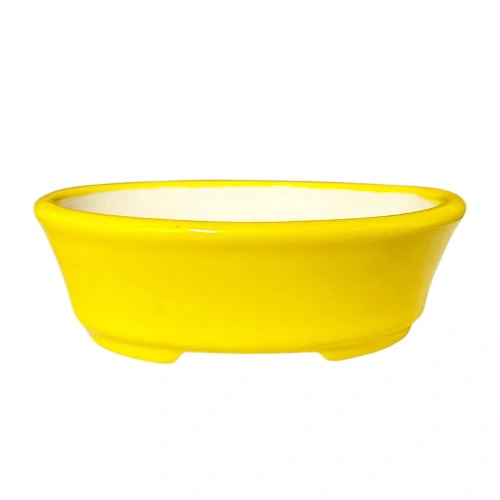Small Yellow Oval Fine Glaze Pot 11cm