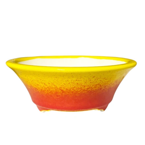 Smooth Round Yellow And Orange Fine Glazed Pot 15cm