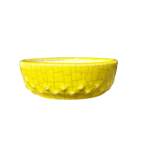 Yellow Round Fine Glazed Pot 9cm