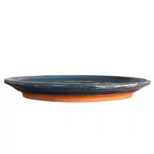 Blue Glazed Oval Ceramic Bonsai Drip Tray 16cm