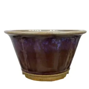Blue-Purple Round Fine Glazed Bonsai Pot 19cm